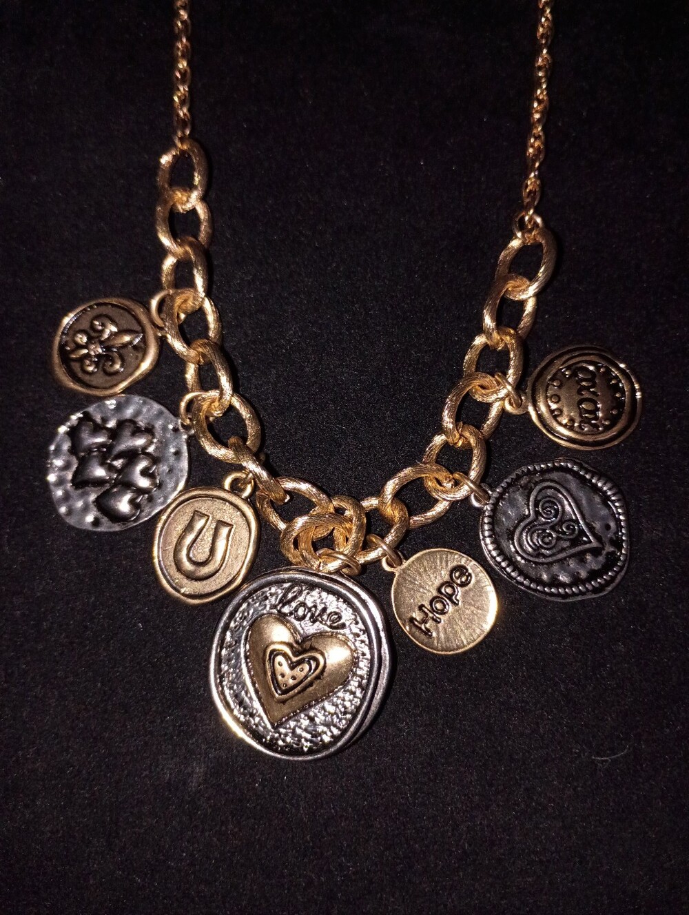 Cato Mixed Metal Charm Necklace in Gold and Silver - Picture 2 of 5